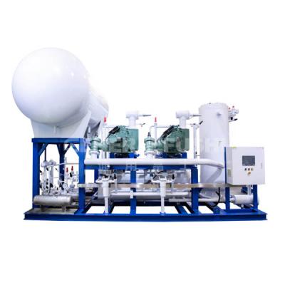 Ammonia screw parallel compressor unit with integrated recirculation system