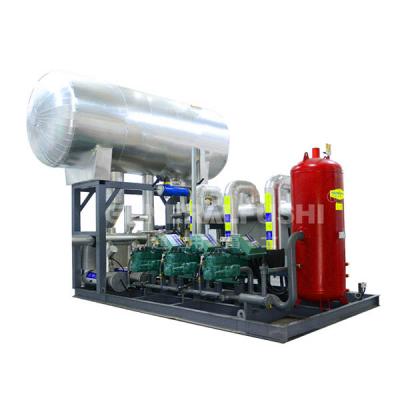 Screw parallel compressor unit with integrated recirculation system
